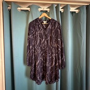 Long sleeve, navy blue and gray dress